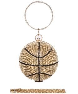 Stone Pave Basketball Pendant Clutch Bag 118-6592 CLEAR